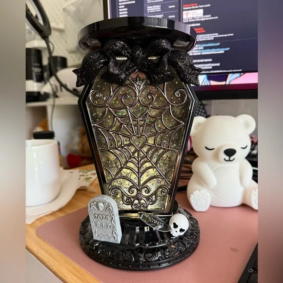 Bath & body works black coffin light up‎ 3 wick candle holder Halloween rip BBW - Picture 3 of 4